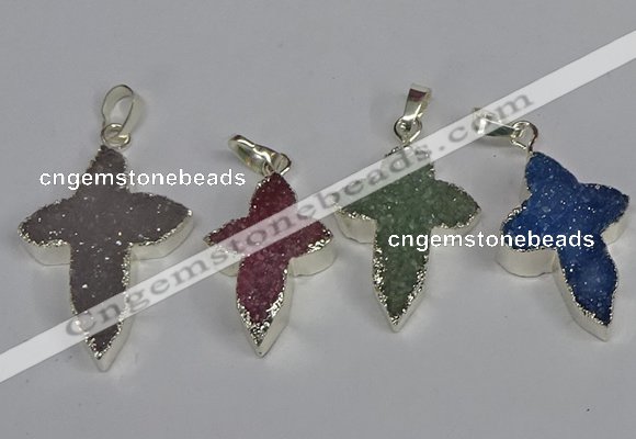 NGP3452 18*25mm - 22*30mm cross druzy agate gemstone pendants