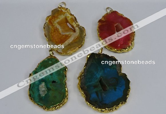 NGP3489 40*50mm - 50*65mm freeform druzy agate gemstone pendants