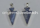 NGP3491 15*30mm - 18*40mm arrowhead blue lace agate pendants