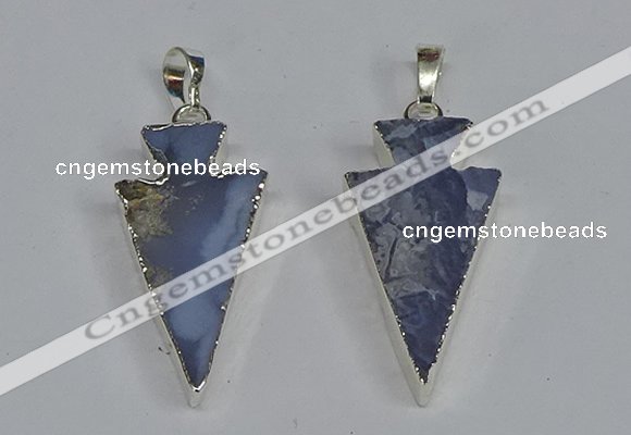 NGP3491 15*30mm - 18*40mm arrowhead blue lace agate pendants