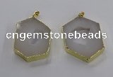 NGP3493 25*40mm - 30*45mm hexagon druzy agate pendants