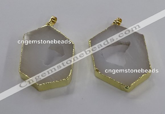 NGP3493 25*40mm - 30*45mm hexagon druzy agate pendants