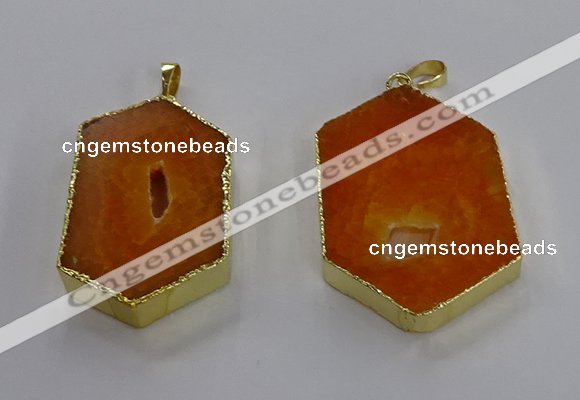 NGP3494 25*40mm - 30*45mm hexagon druzy agate pendants