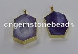 NGP3495 25*40mm - 30*45mm hexagon druzy agate pendants