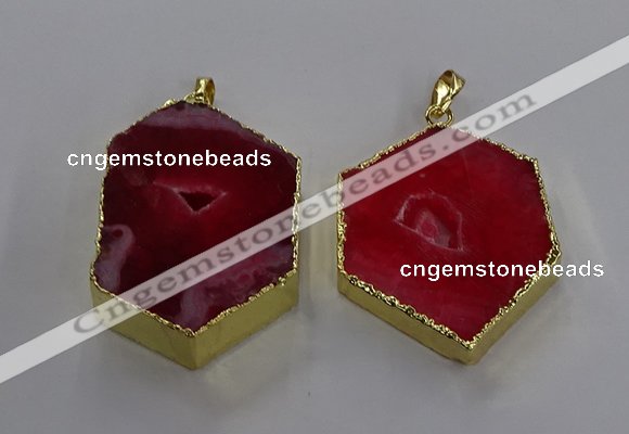 NGP3496 25*40mm - 30*45mm hexagon druzy agate pendants