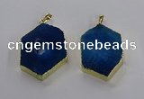 NGP3497 25*40mm - 30*45mm hexagon druzy agate pendants