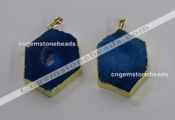 NGP3497 25*40mm - 30*45mm hexagon druzy agate pendants