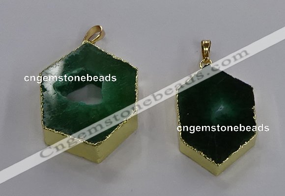 NGP3498 25*40mm - 30*45mm hexagon druzy agate pendants