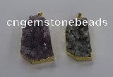 NGP3506 22*40mm - 30*45mm freeform druzy amethyst pendants