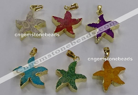 NGP3517 24*25mm starfish fossil coral pendants wholesale