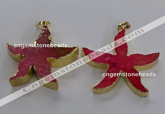 NGP3523 48*50mm starfish fossil coral pendants wholesale