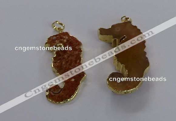 NGP3531 22*58mm - 25*55mm seahorse agate gemstone pendants