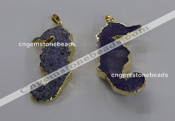 NGP3532 22*58mm - 25*55mm seahorse agate gemstone pendants