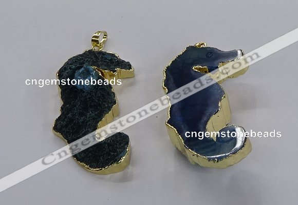 NGP3534 22*58mm - 25*55mm seahorse agate gemstone pendants