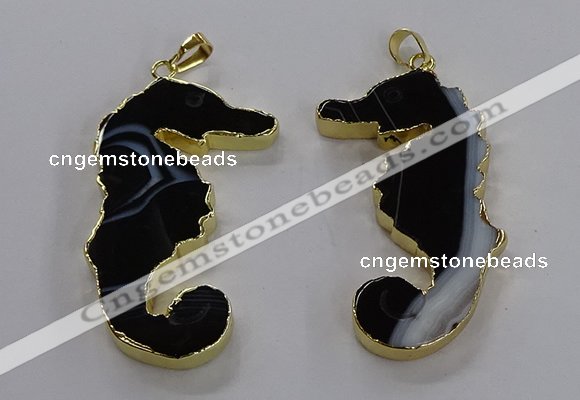 NGP3547 22*58mm - 25*55mm seahorse agate pendants wholesale