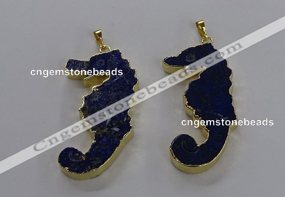 NGP3560 22*58mm - 25*55mm seahorse lapis lazuli pendants