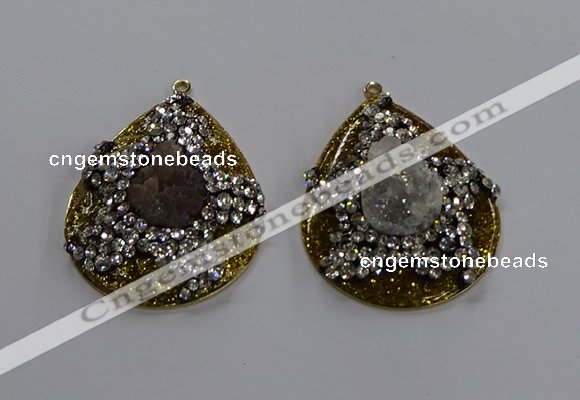 NGP3573 35*45mm flat teardrop druzy agate pendants wholesale