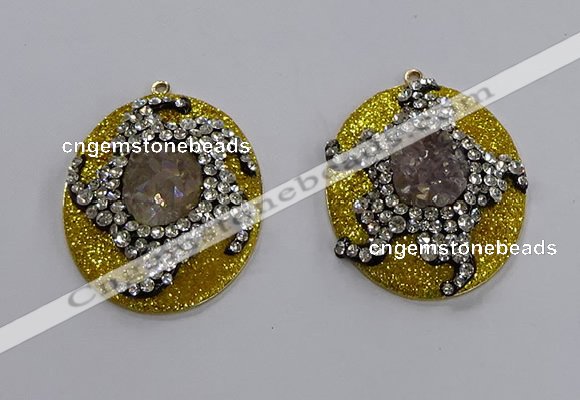 NGP3574 35*45mm flat teardrop druzy agate pendants wholesale