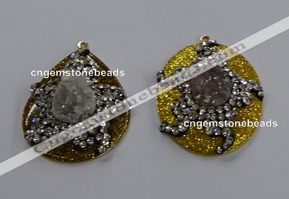 NGP3575 35*45mm freeform druzy agate pendants wholesale