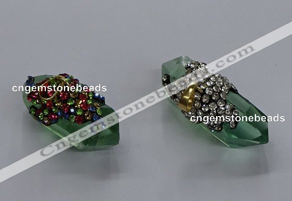 NGP3579 12*40mm - 15*45mm faceted nuggets green fluorite pendants