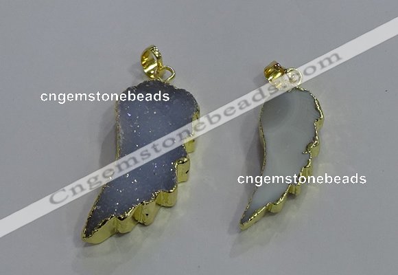 NGP3603 15*30mm - 18*40mm wing-shaped druzy agate pendants