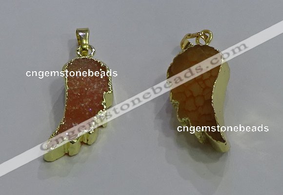 NGP3604 15*30mm - 18*40mm wing-shaped druzy agate pendants