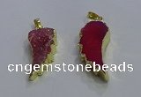 NGP3606 15*30mm - 18*40mm wing-shaped druzy agate pendants