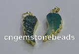 NGP3608 15*30mm - 18*40mm wing-shaped druzy agate pendants