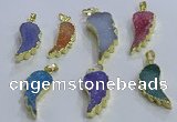 NGP3610 15*30mm - 18*40mm wing-shaped druzy agate pendants