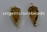 NGP3613 15*30mm - 20*40mm arrowhead druzy agate pendants