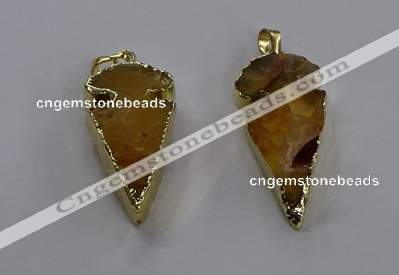 NGP3613 15*30mm - 20*40mm arrowhead druzy agate pendants