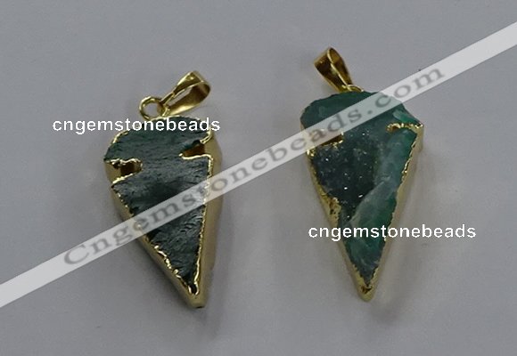 NGP3617 15*30mm - 20*40mm arrowhead druzy agate pendants