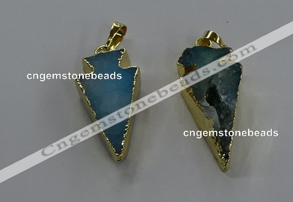 NGP3626 15*30mm - 20*40mm arrowhead druzy agate pendants