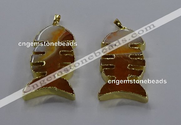 NGP3643 25*50mm - 28*55mm fishbone agate gemstone pendants