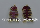 NGP3645 25*50mm - 28*55mm fishbone agate gemstone pendants