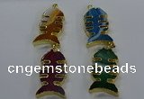NGP3650 25*50mm - 28*55mm fishbone agate gemstone pendants