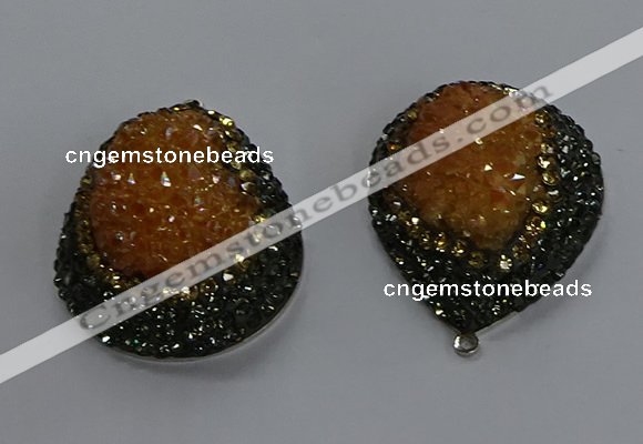 NGP3675 35*45mm teardrop plated druzy agate pendants wholesale