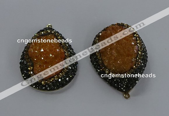 NGP3679 35*45mm teardrop plated druzy agate gemstone pendants