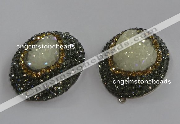 NGP3682 35*45mm oval plated druzy agate pendants wholesale