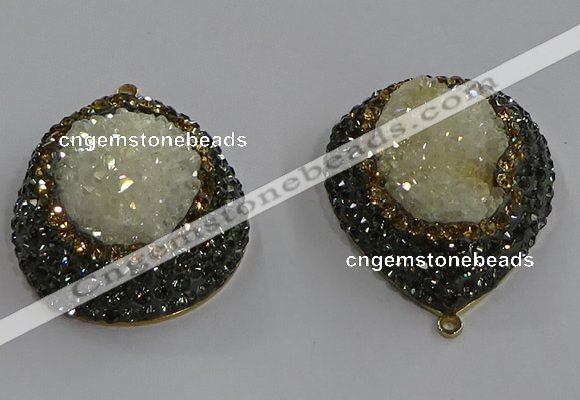 NGP3687 35*45mm teardrop plated druzy agate gemstone pendants