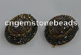 NGP3690 35*45mm oval plated druzy agate gemstone pendants