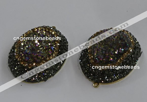 NGP3690 35*45mm oval plated druzy agate gemstone pendants