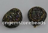 NGP3691 35*45mm teardrop plated druzy agate gemstone pendants