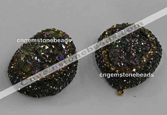 NGP3691 35*45mm teardrop plated druzy agate gemstone pendants