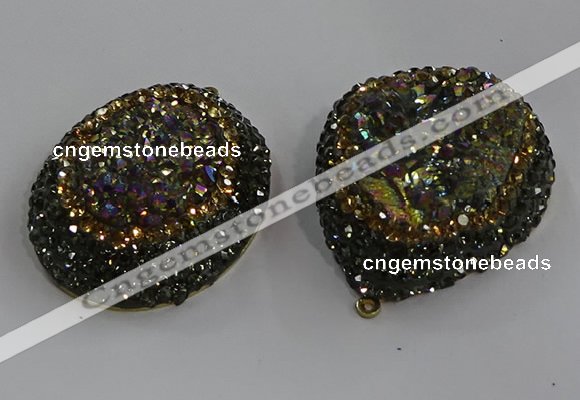 NGP3692 35*45mm freeform plated druzy agate gemstone pendants