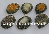 NGP3694 35*45mm freeform plated druzy agate gemstone pendants