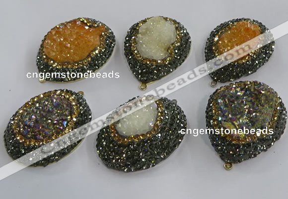 NGP3694 35*45mm freeform plated druzy agate gemstone pendants