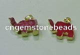 NGP3699 18*30mm - 22*35mm elephant druzy agate gemstone pendants