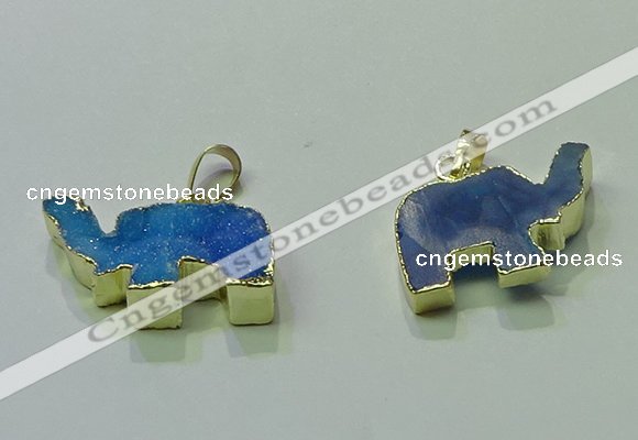 NGP3700 18*30mm - 22*35mm elephant druzy agate gemstone pendants