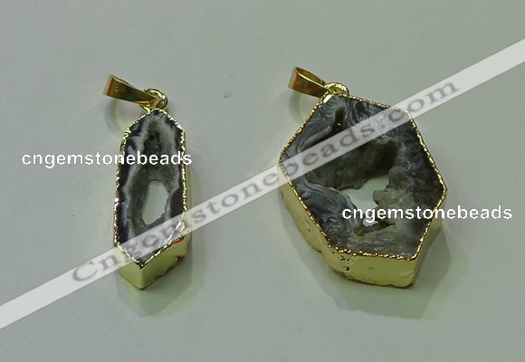 NGP3706 12*30mm - 22*35mm freeform druzy agate gemstone pendants